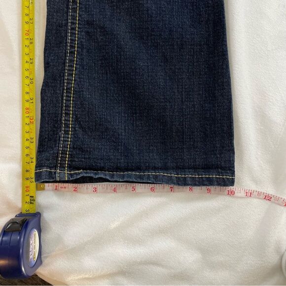 PARIS BLUES Size 13 Juniors - Distressed Bootcut Blue Jeans - embroidered pocket - Picture 14 of 16